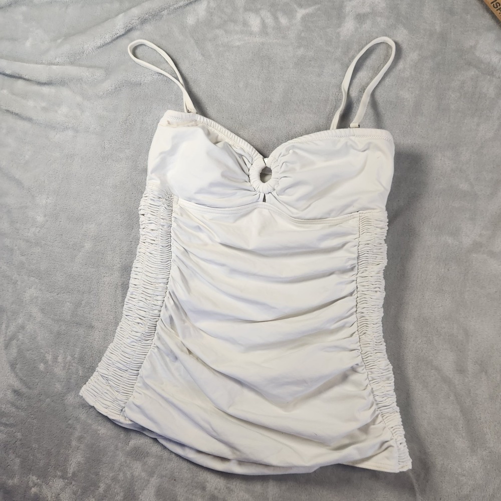 Captiva White Ruched Swim Top Swimsuit – Size 8‎ / M